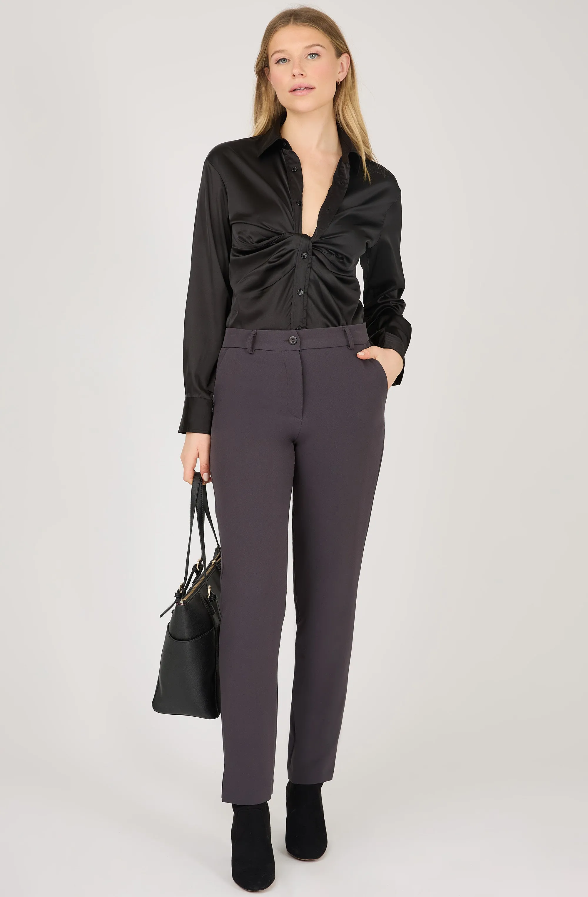 Fitted Single Button Straight Leg Pant