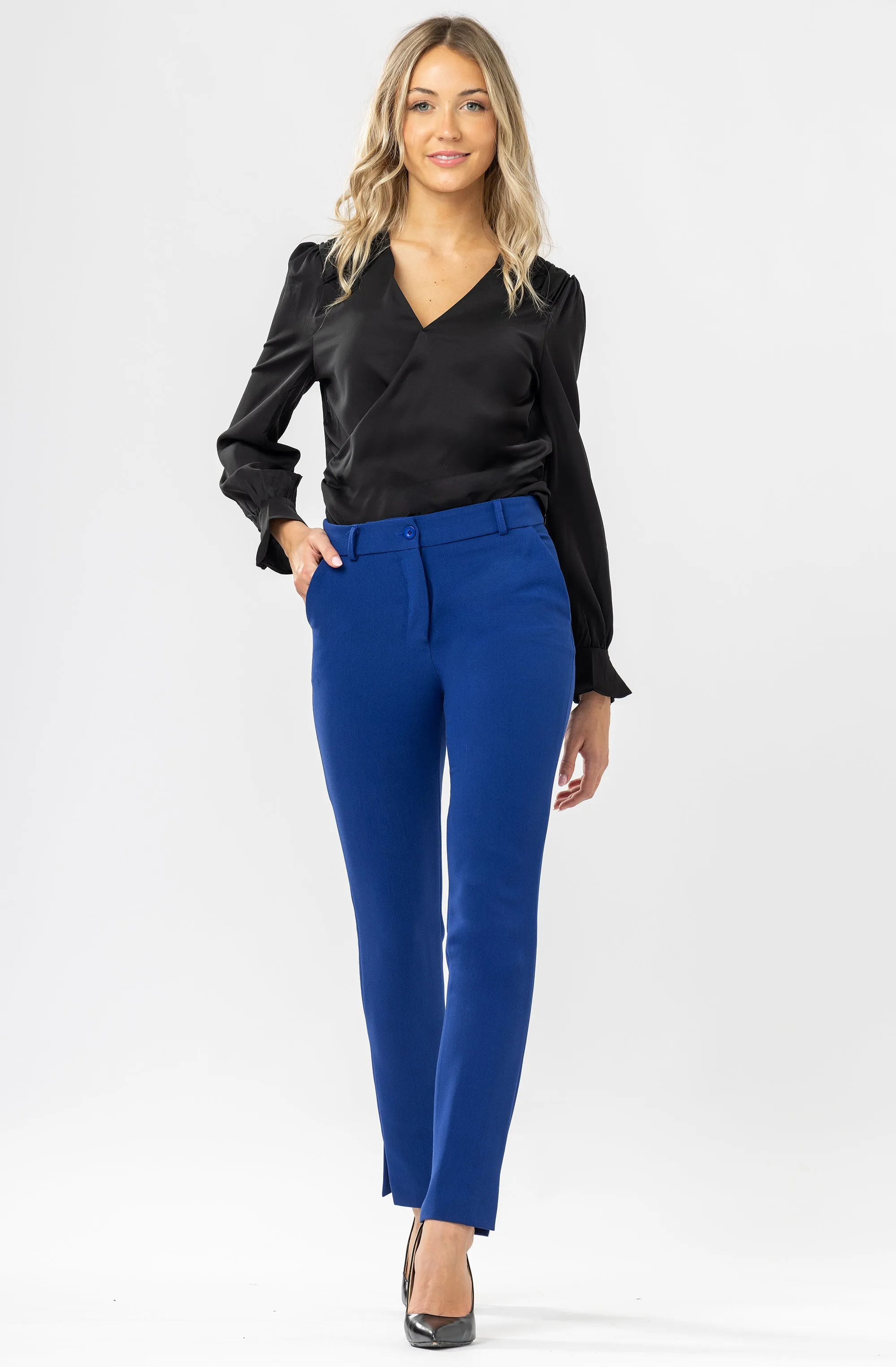 Fitted Single Button Straight Leg Pant