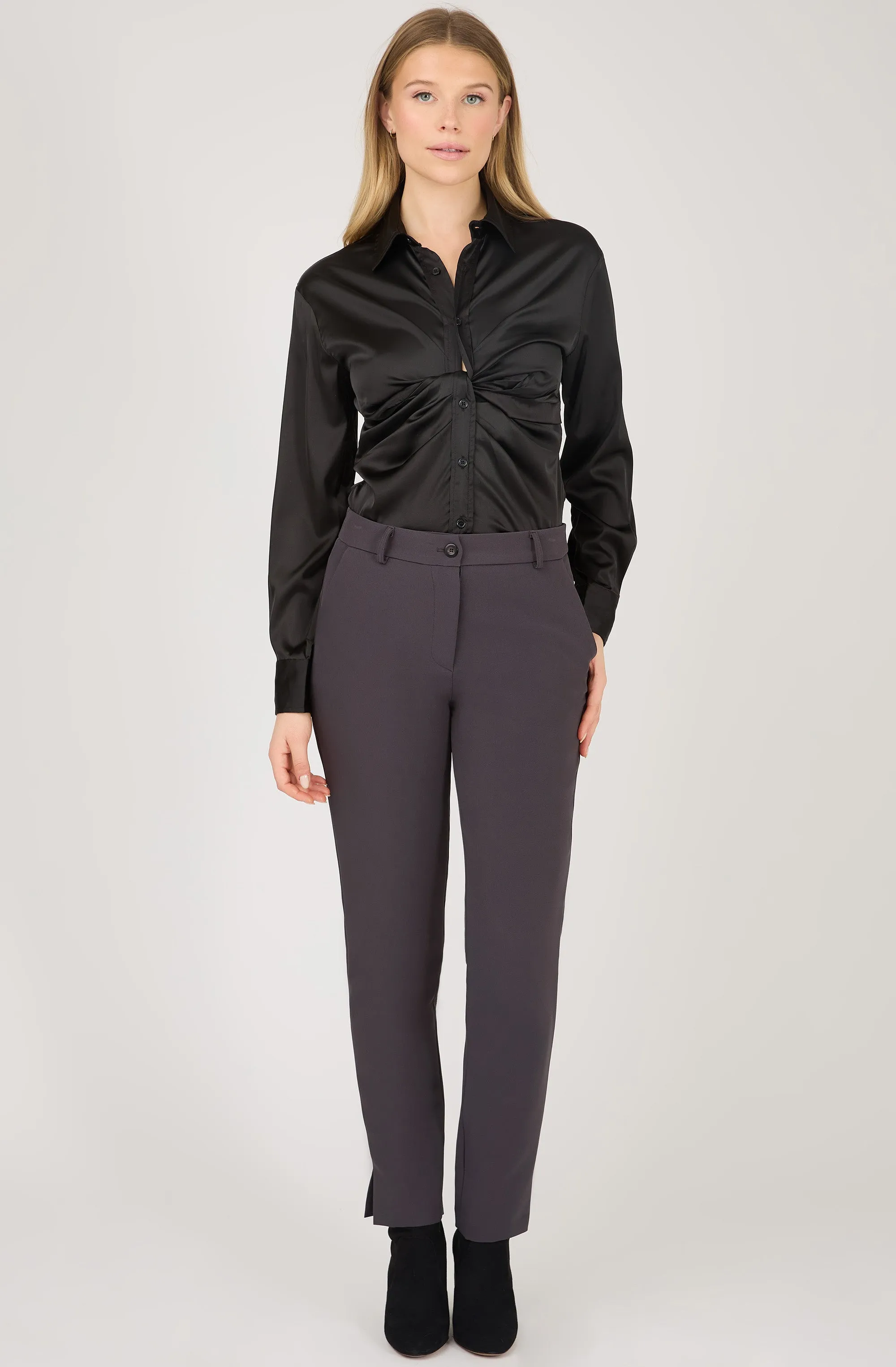 Fitted Single Button Straight Leg Pant