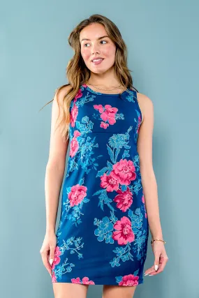 Floral Print Sleeveless Round Neck  Mini Dress (DR89865TMG)