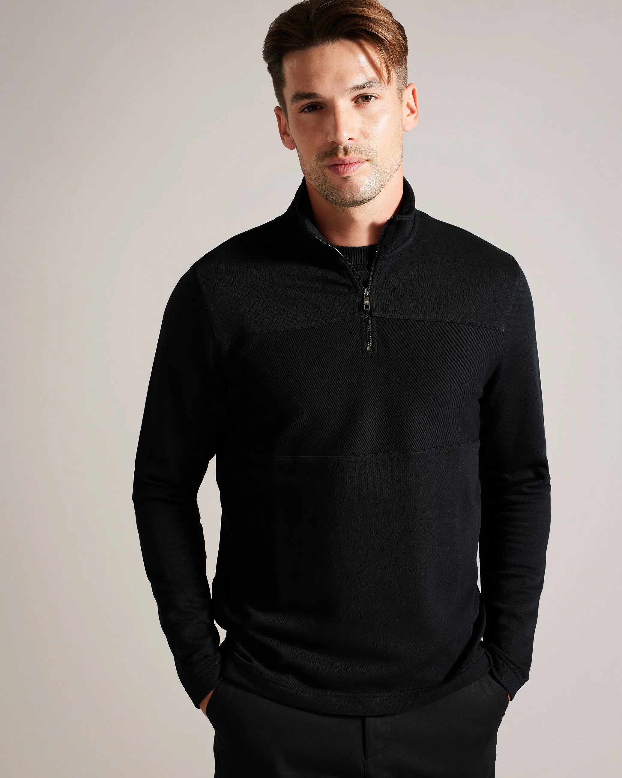 Gazine Long Sleeve Half Zip Pullover Navy