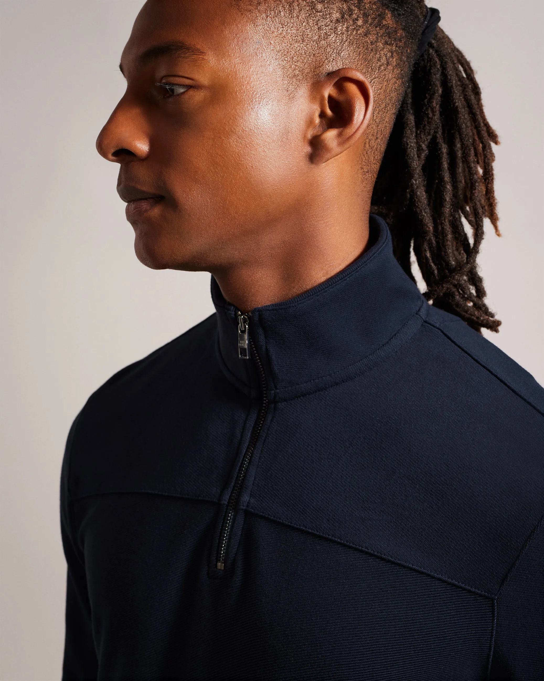 Gazine Long Sleeve Half Zip Pullover Navy