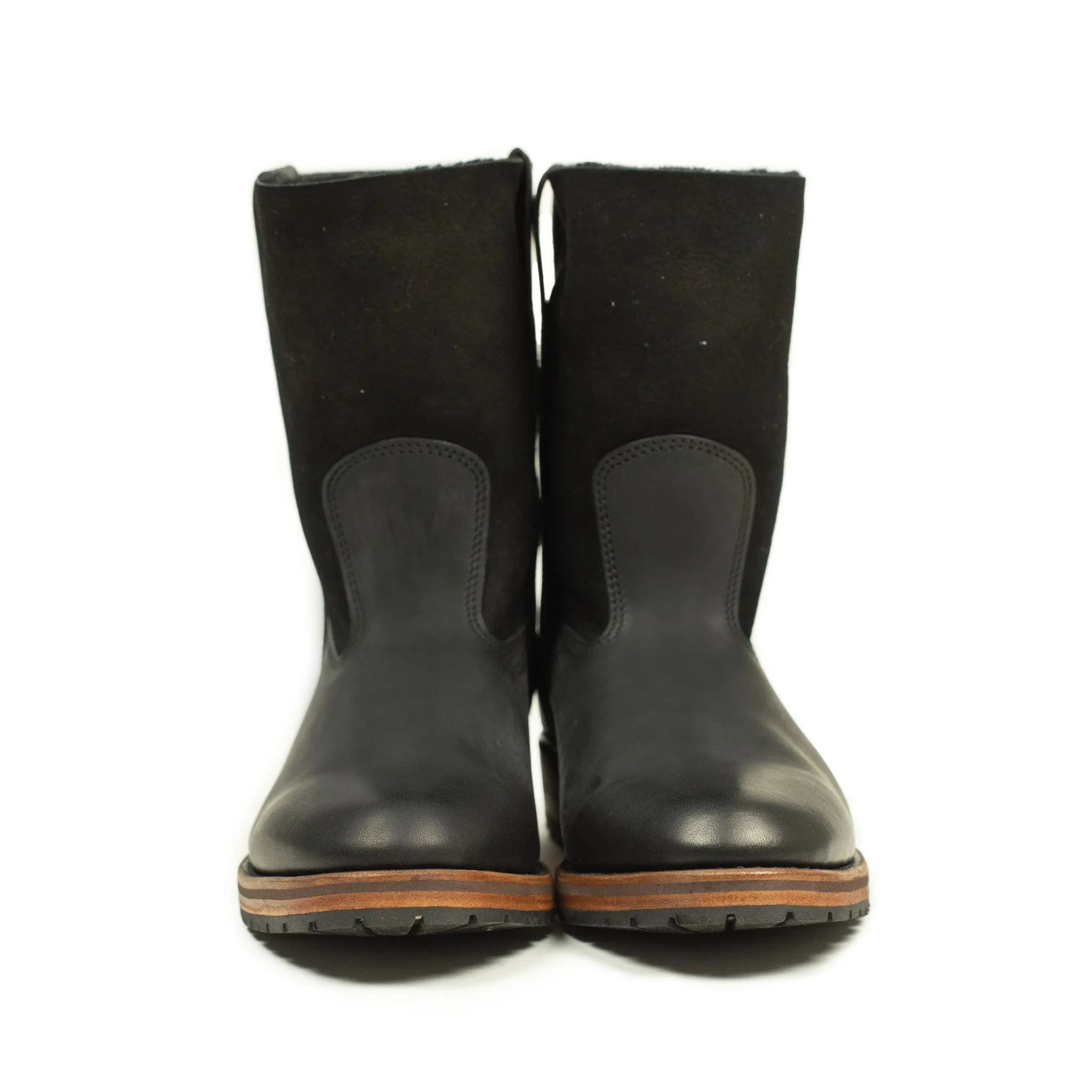 Half Gardian boots in black shearling and calf