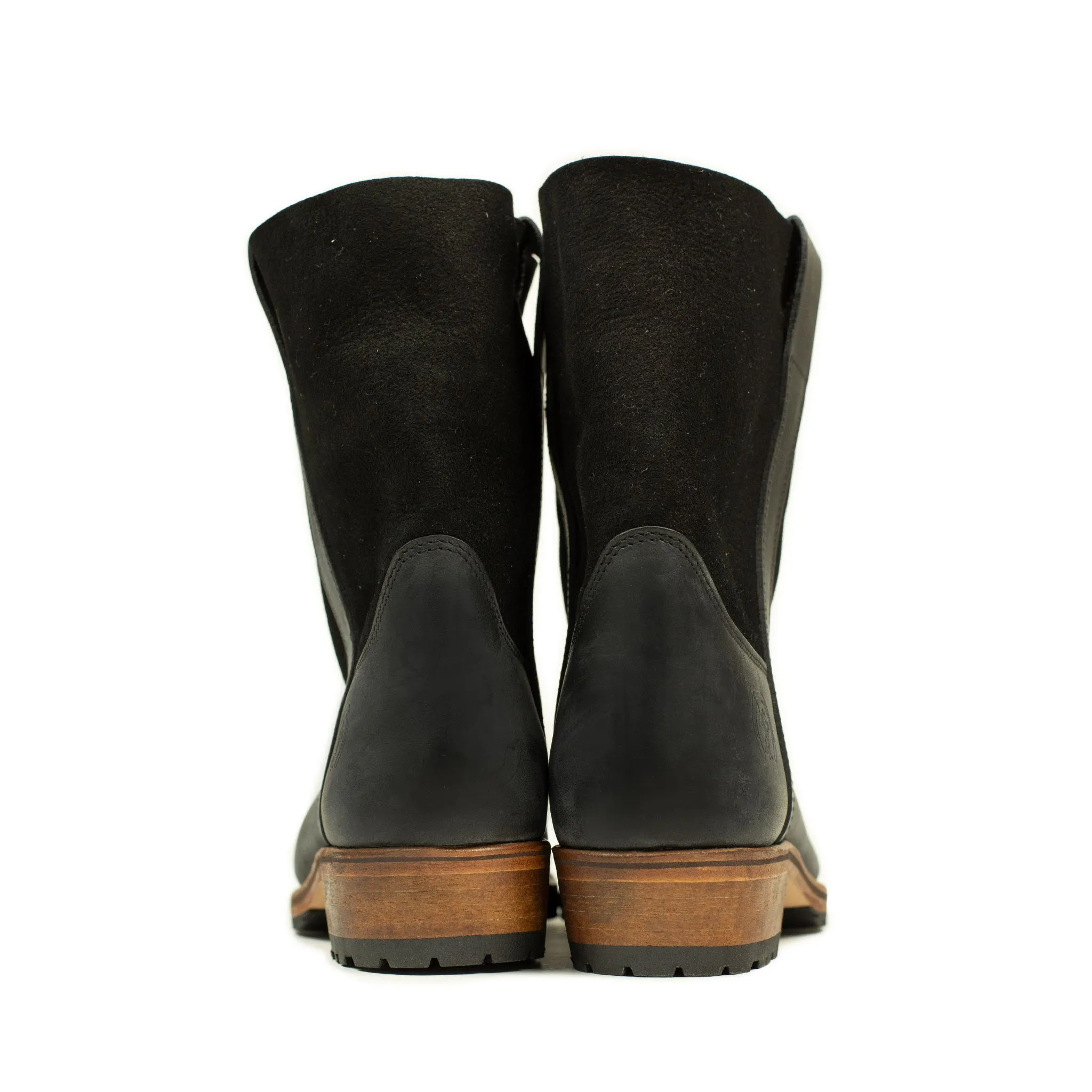 Half Gardian boots in black shearling and calf