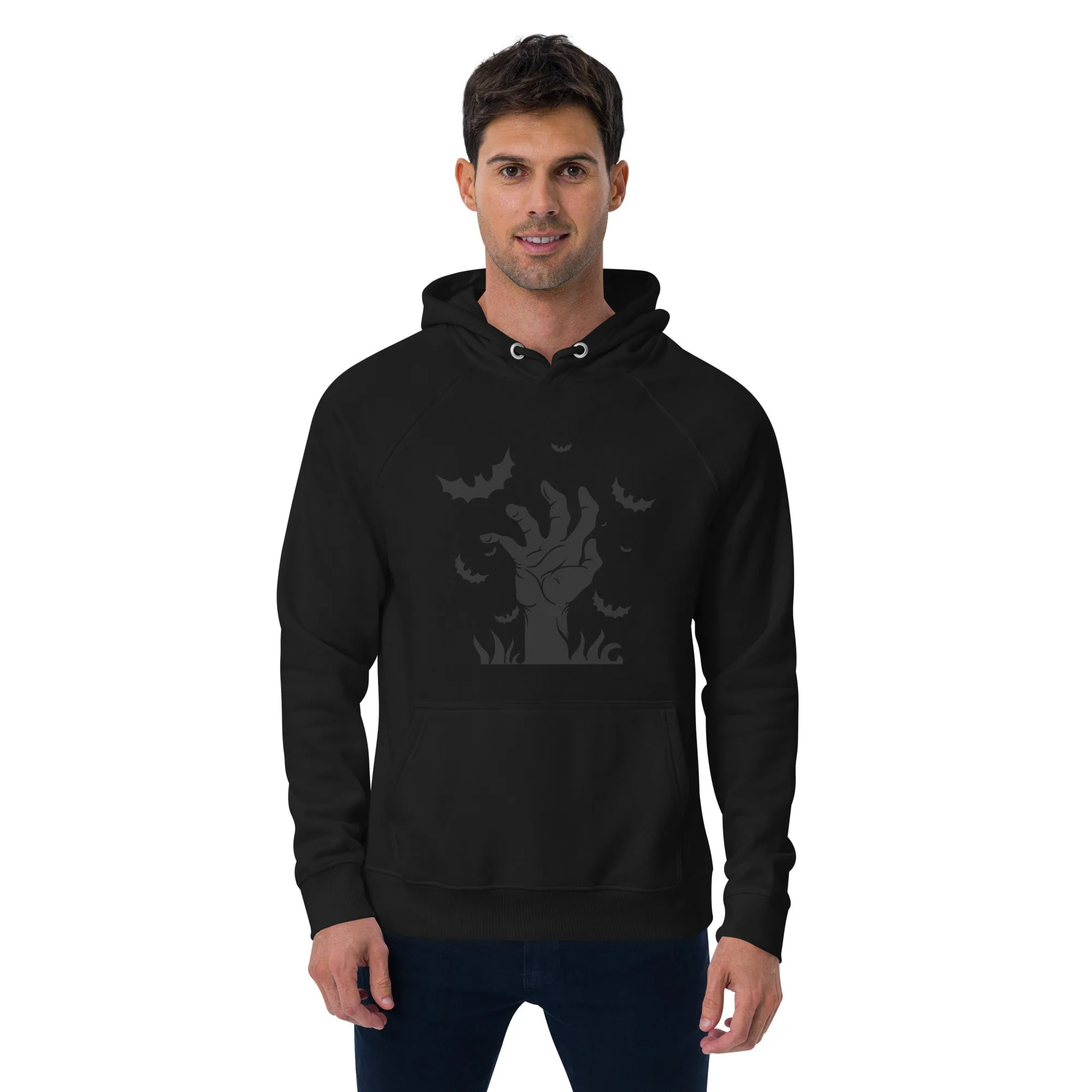 Hand Halloween Graphic Men Eco Raglan Hoodie