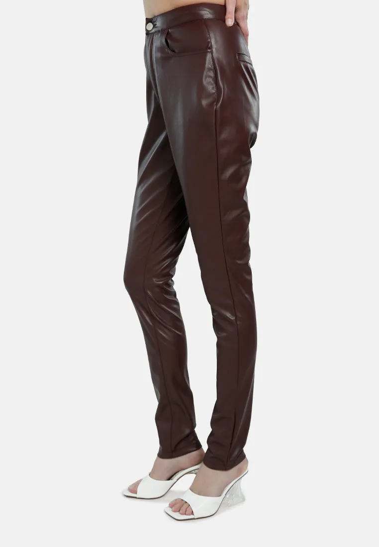 High Waist Faux Leather Pants