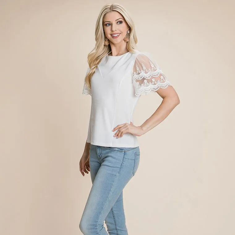 Lace embroidered Trim Top