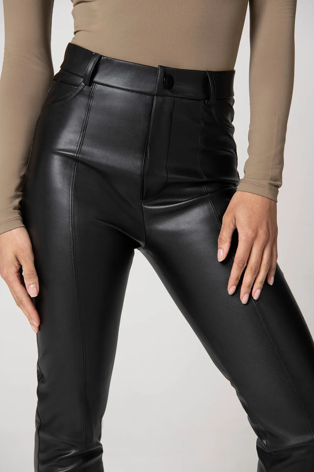 Leather Look Trousers - Black