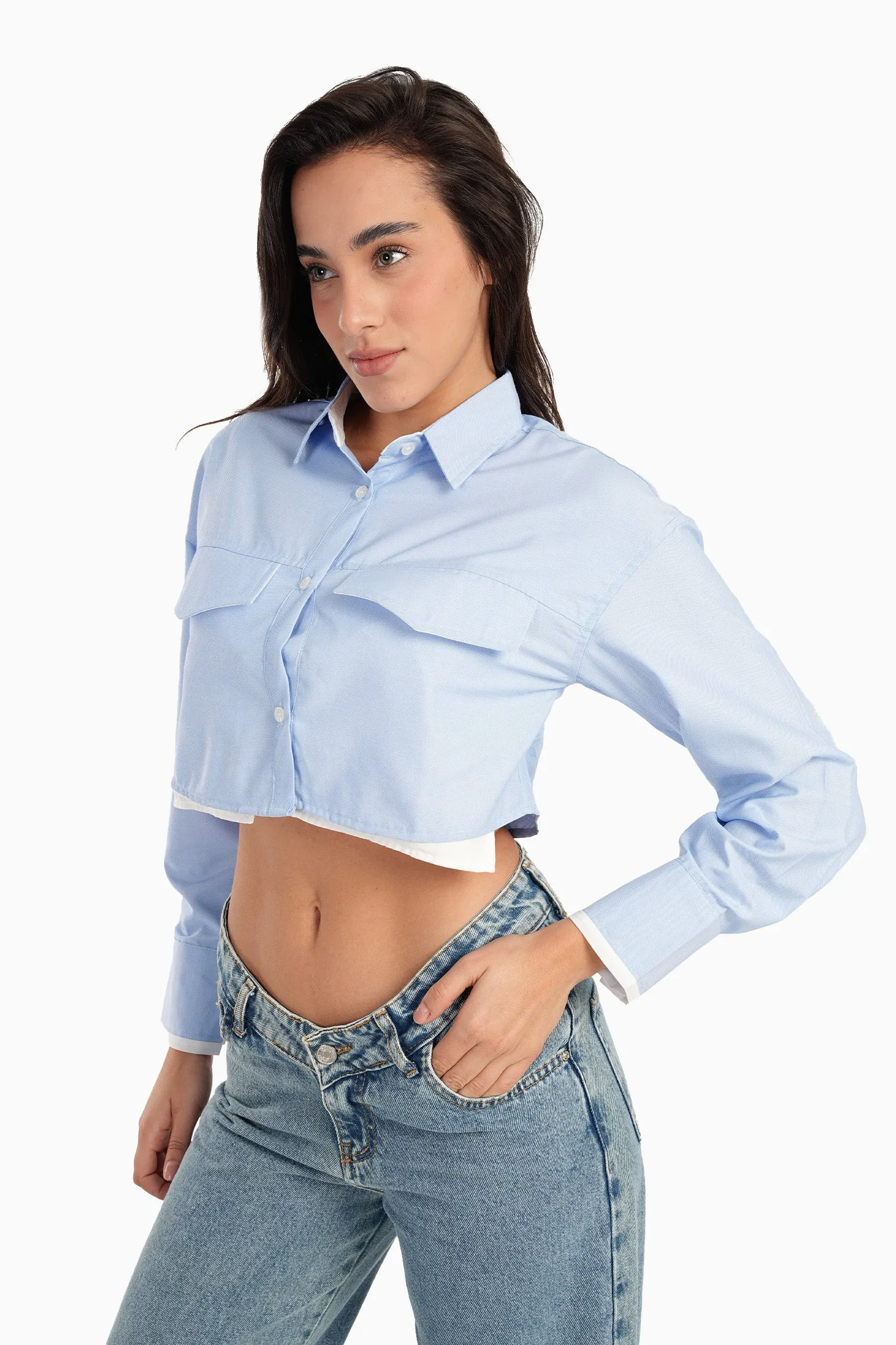 Light Blue Cropped Shirt