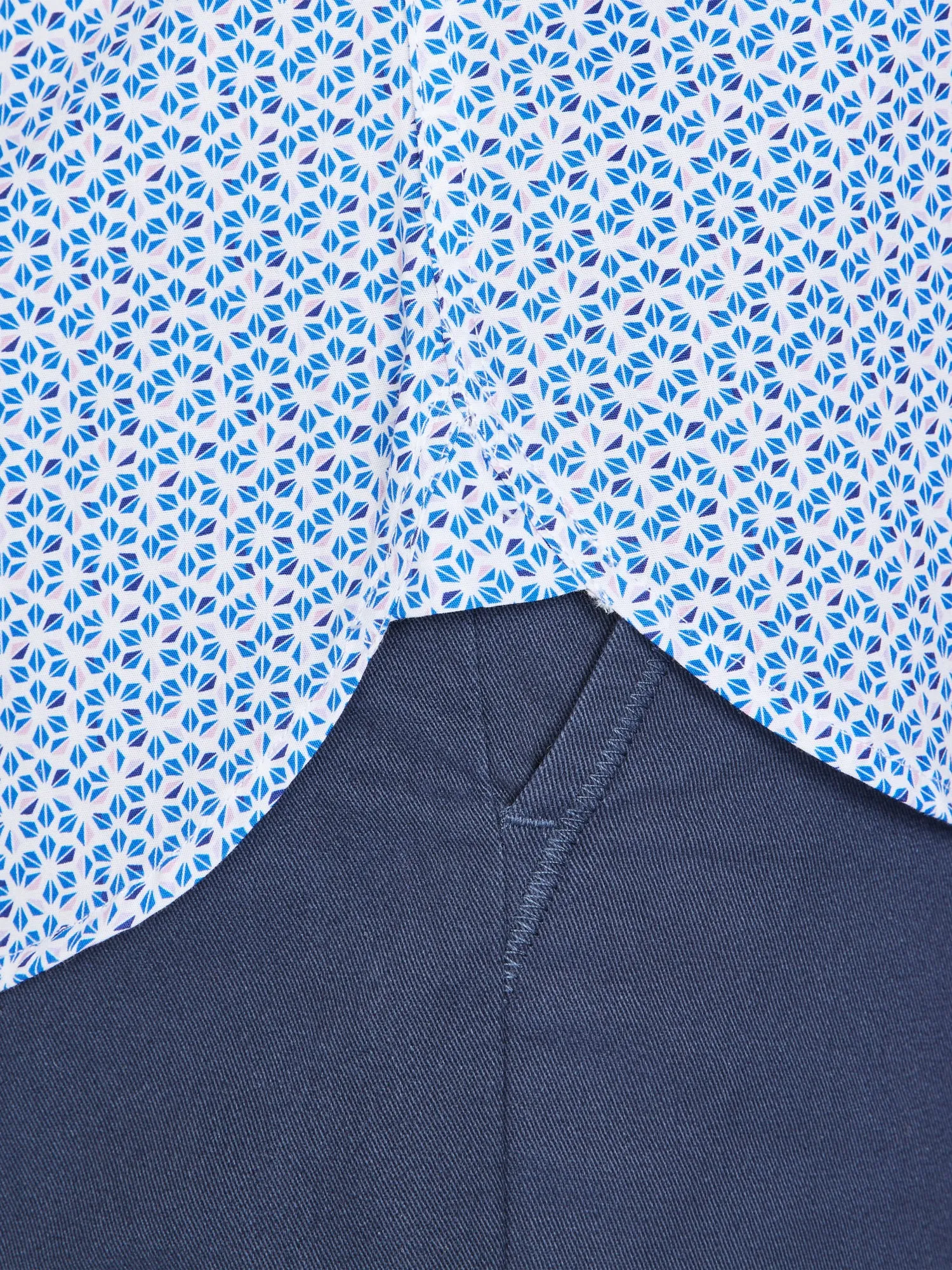 Long Sleeve Pentagon Pattern Shirt - Navy