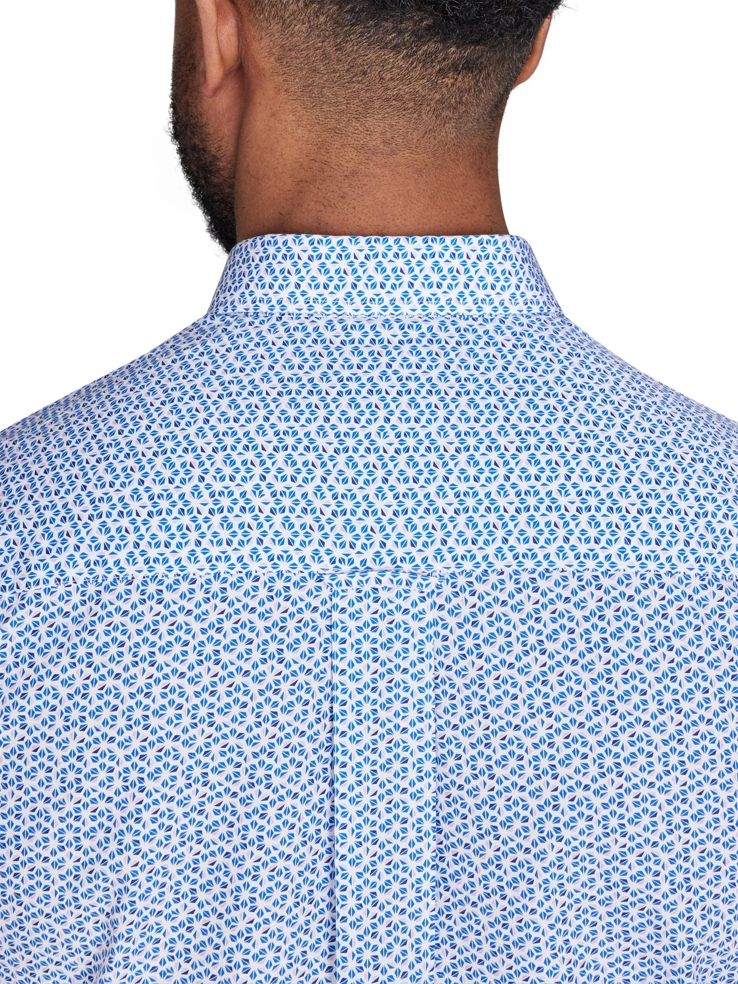 Long Sleeve Pentagon Pattern Shirt - Navy