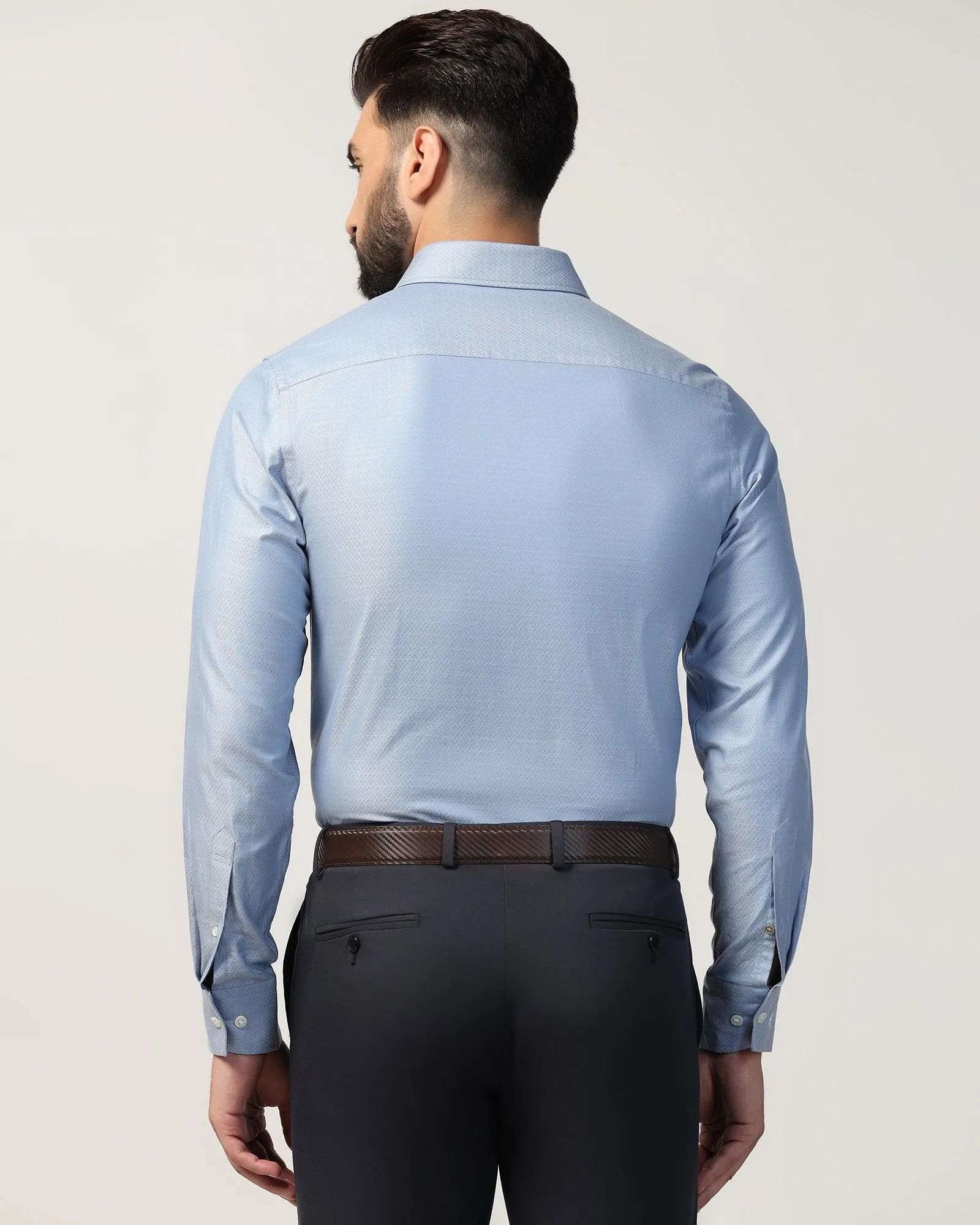 Luxe Formal Mid Blue Textured Shirt - Goal