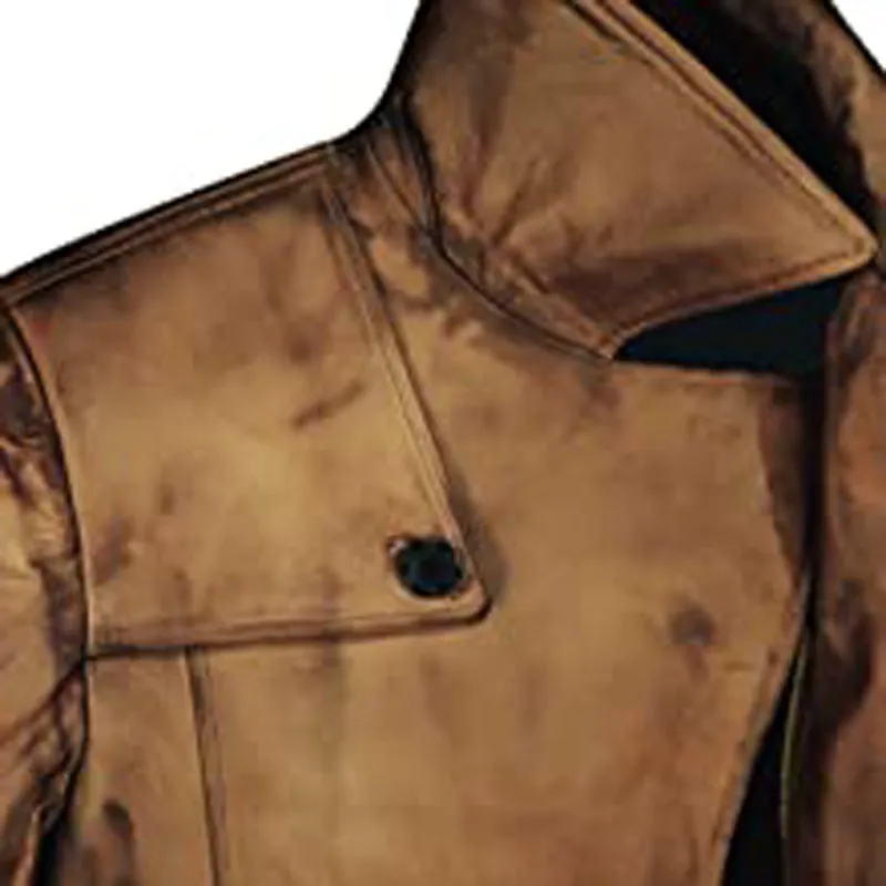 Mens Brown Leather Trench Coat Full Length