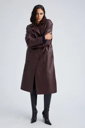 Merlot Leather Trench Coat