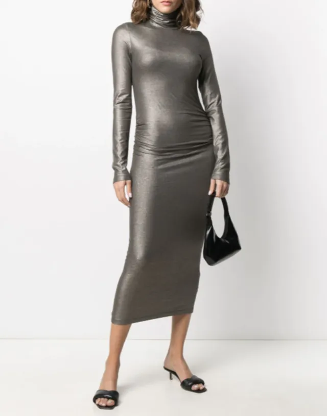 Metallic Effect Roll Neck Dress