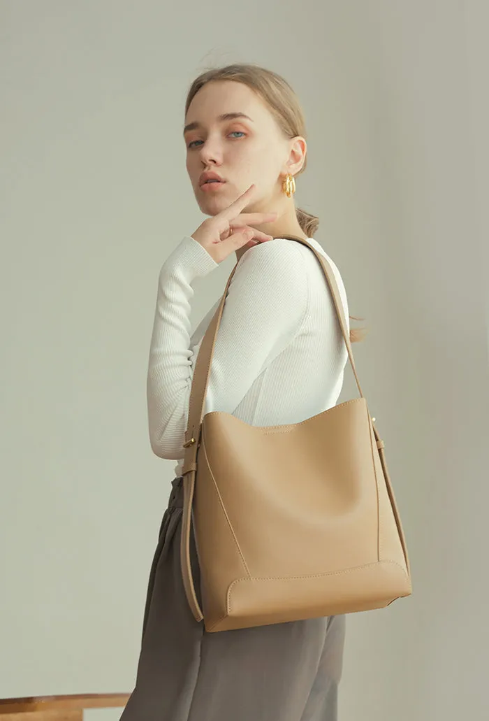 Minimalist Bucket Bag in Genuine Leather | Leather Shoulder Bag, Chic Crossbody Bag, Gift for Her