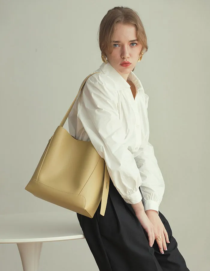 Minimalist Bucket Bag in Genuine Leather | Leather Shoulder Bag, Chic Crossbody Bag, Gift for Her