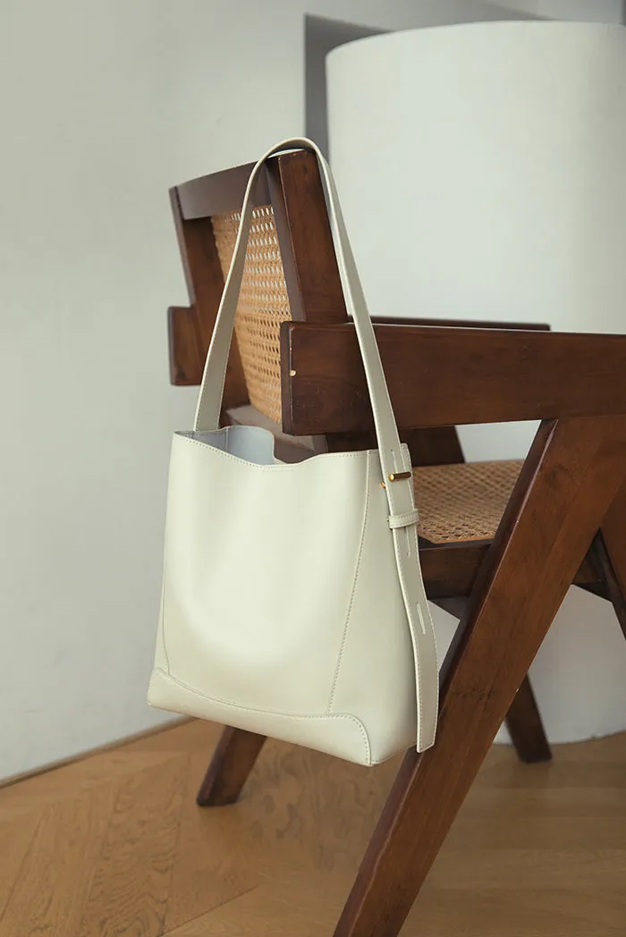 Minimalist Bucket Bag in Genuine Leather | Leather Shoulder Bag, Chic Crossbody Bag, Gift for Her