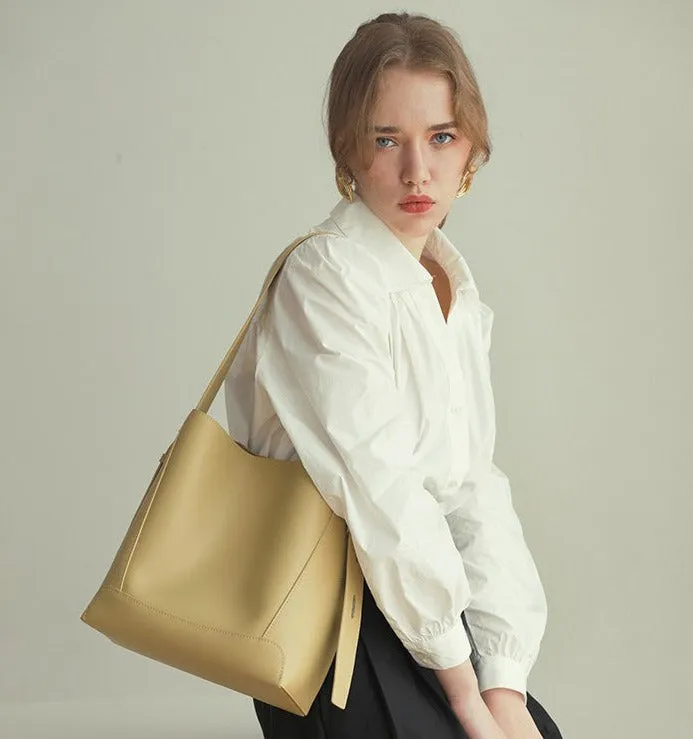 Minimalist Bucket Bag in Genuine Leather | Leather Shoulder Bag, Chic Crossbody Bag, Gift for Her