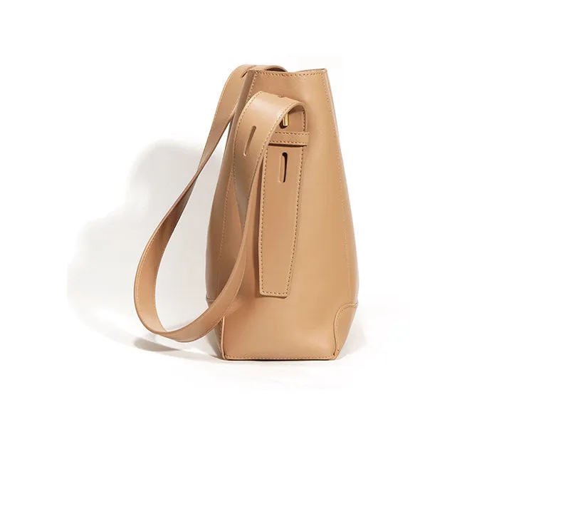 Minimalist Bucket Bag in Genuine Leather | Leather Shoulder Bag, Chic Crossbody Bag, Gift for Her