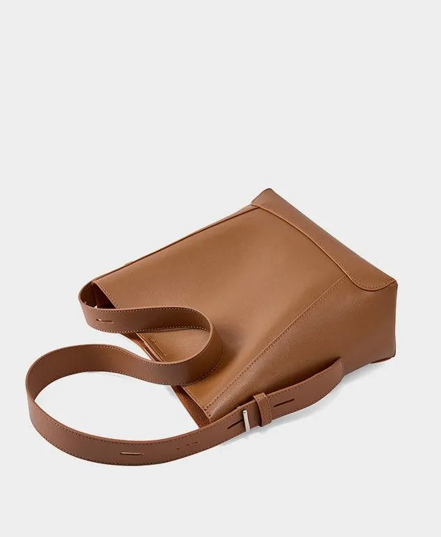 Minimalist Genuine Leather Bucket Bag | Leather Shoulder Bag, Chic Crossbody Bag, Gift for Her