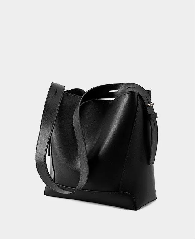 Minimalist Genuine Leather Bucket Bag | Leather Shoulder Bag, Chic Crossbody Bag, Gift for Her