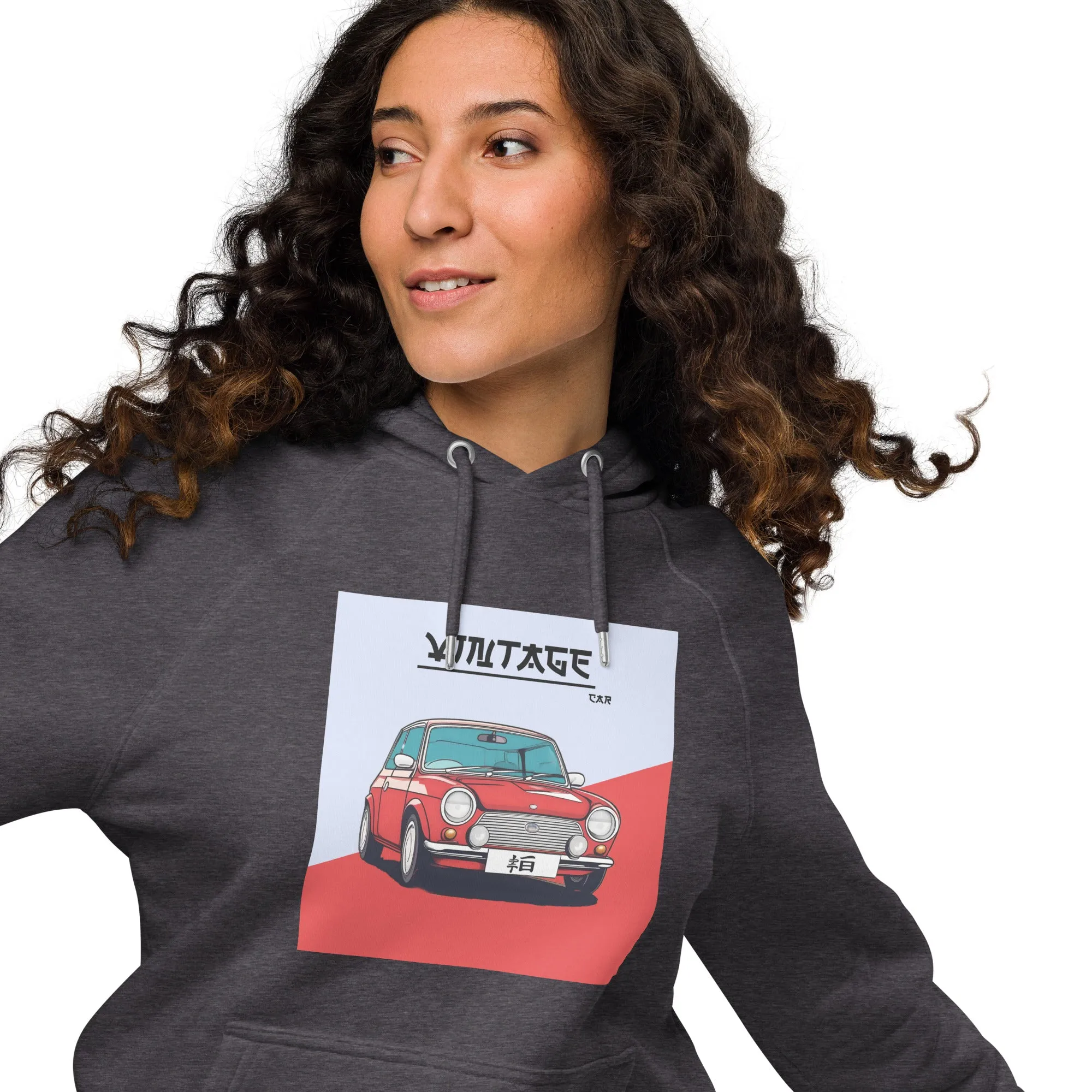 Mr Bean Car Vintage Graphic Women Eco Raglan Hoodie