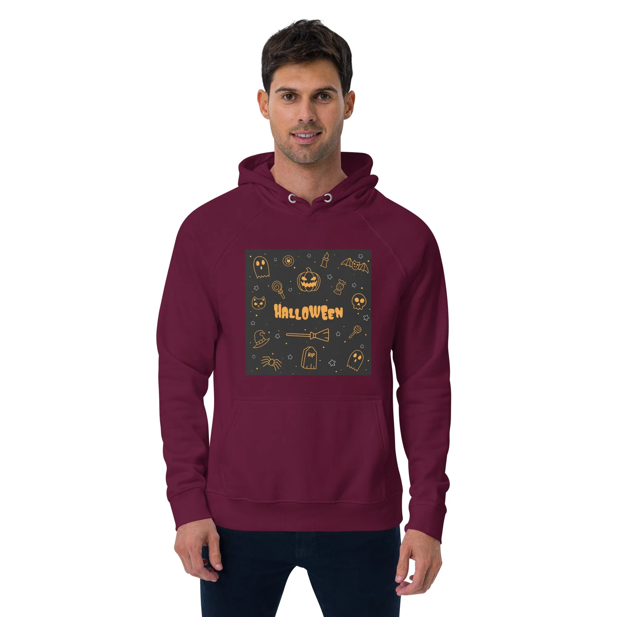 Multiple Halloween Graphic Men Eco Raglan Hoodie