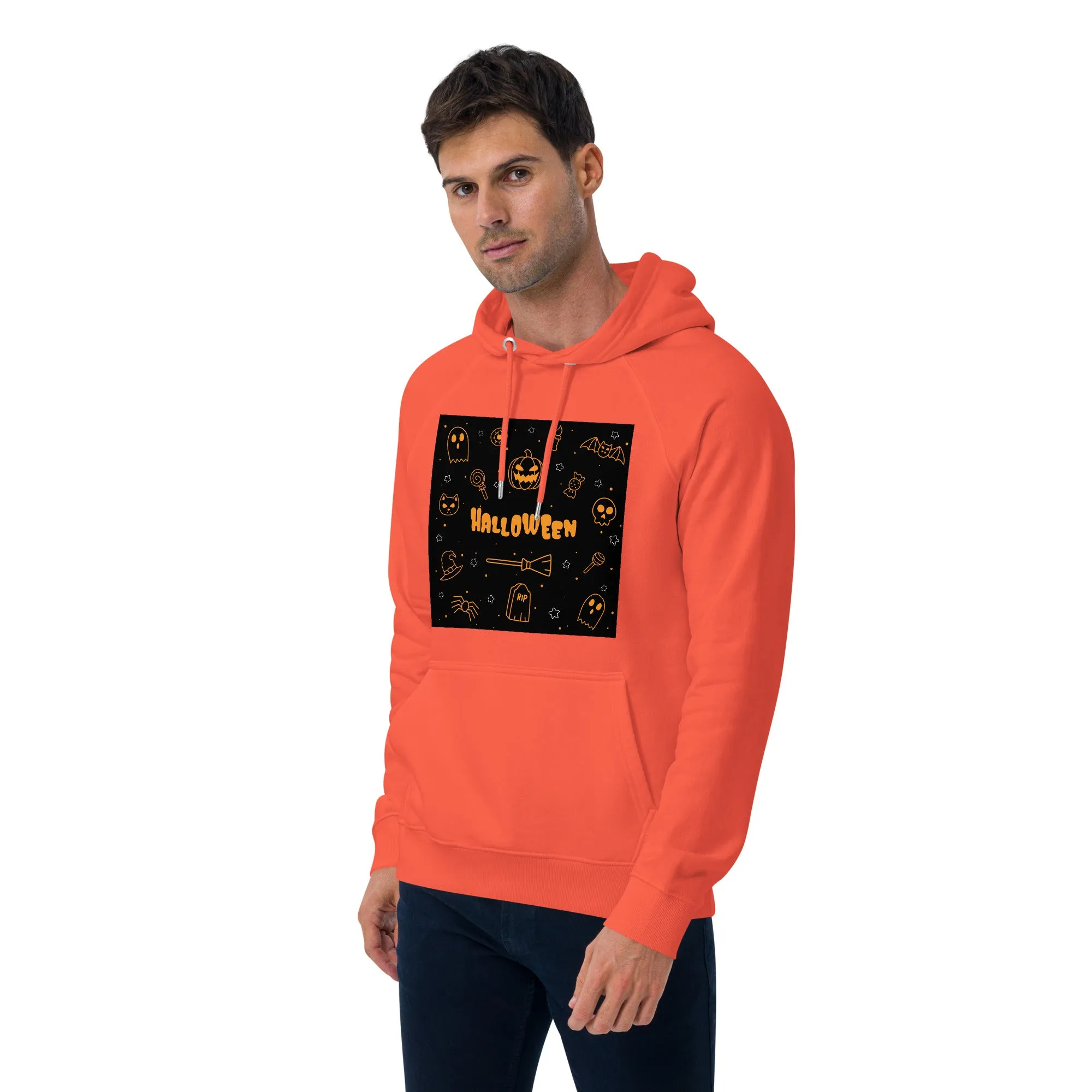 Multiple Halloween Graphic Men Eco Raglan Hoodie