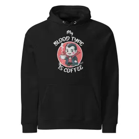 My Blood Type is Coffee Halloween Graphic Unisex Eco Raglan Hoodie