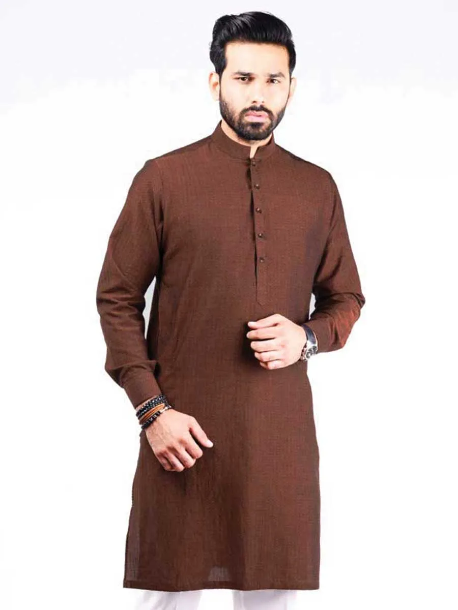 Nabeel & Aqeel Choco Brown Kurta REGULAR FIT NKURJ015