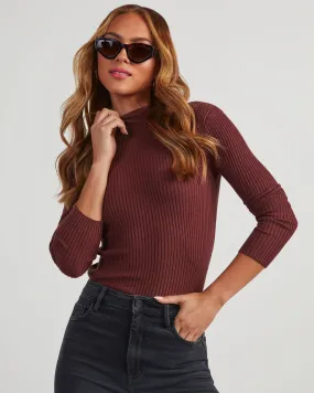 Naomi Ribbed Mock Neck Long Sleeve Top