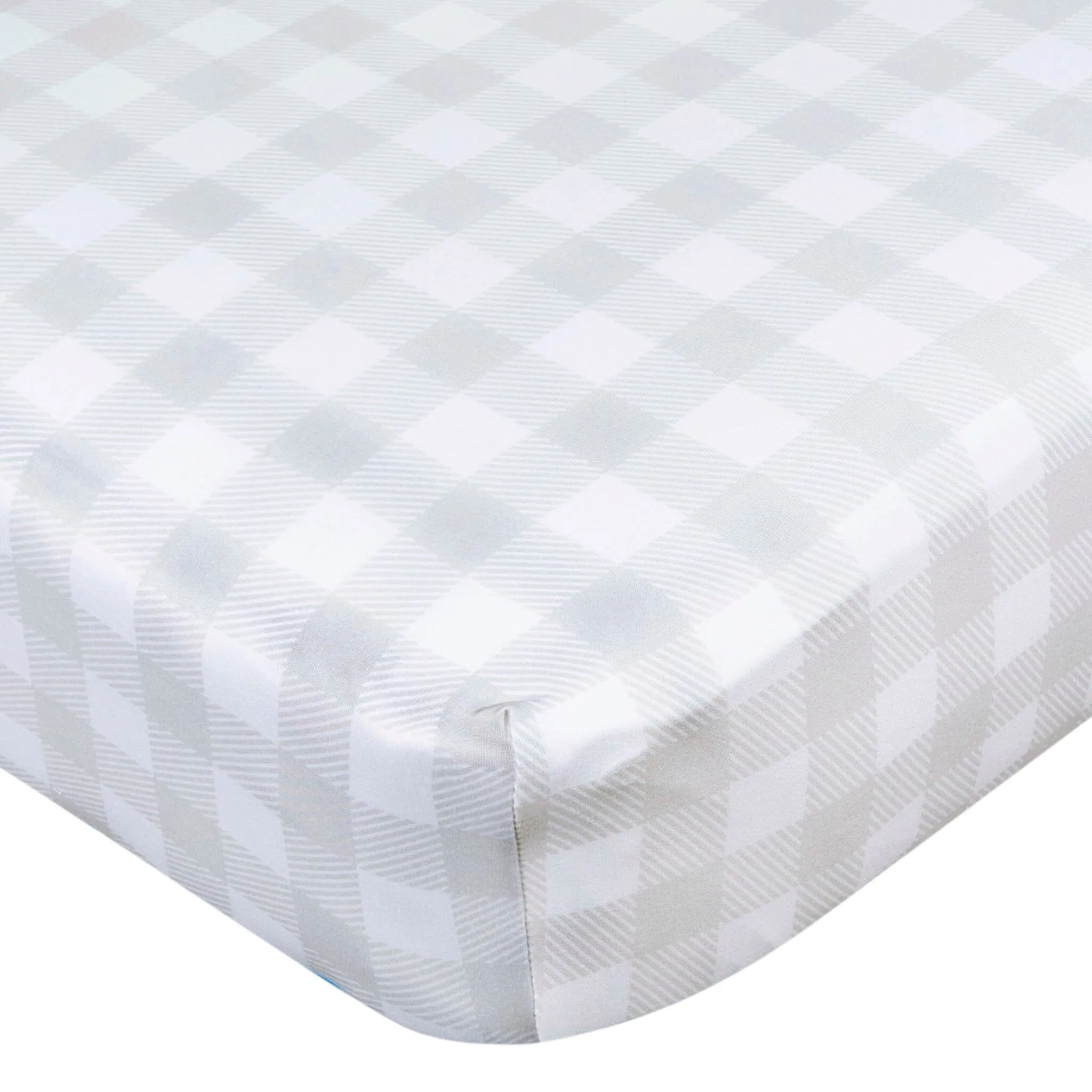 Neutral Gray Plaid Fitted Crib Sheet