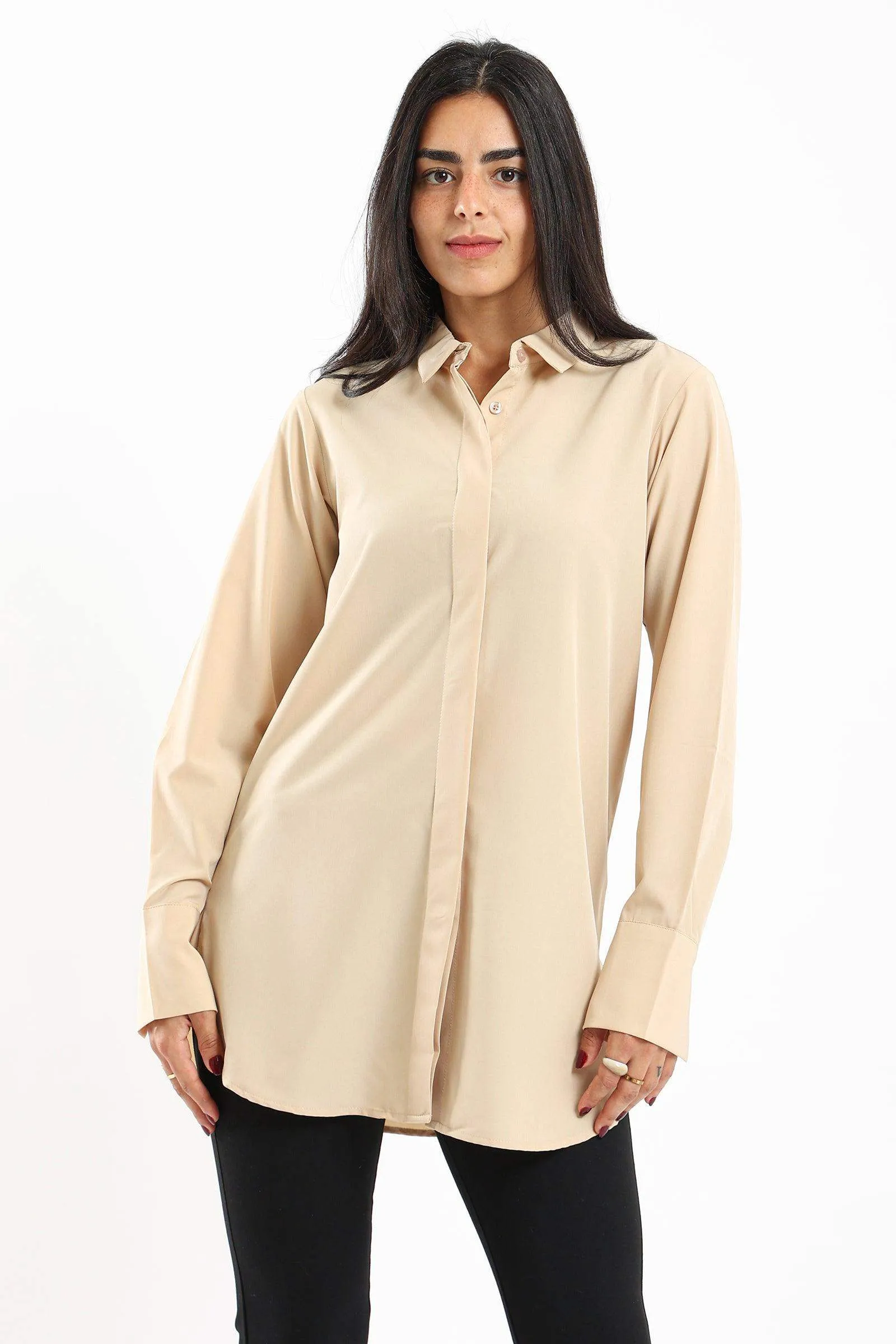 Oversized Cuffs Plain Shirt