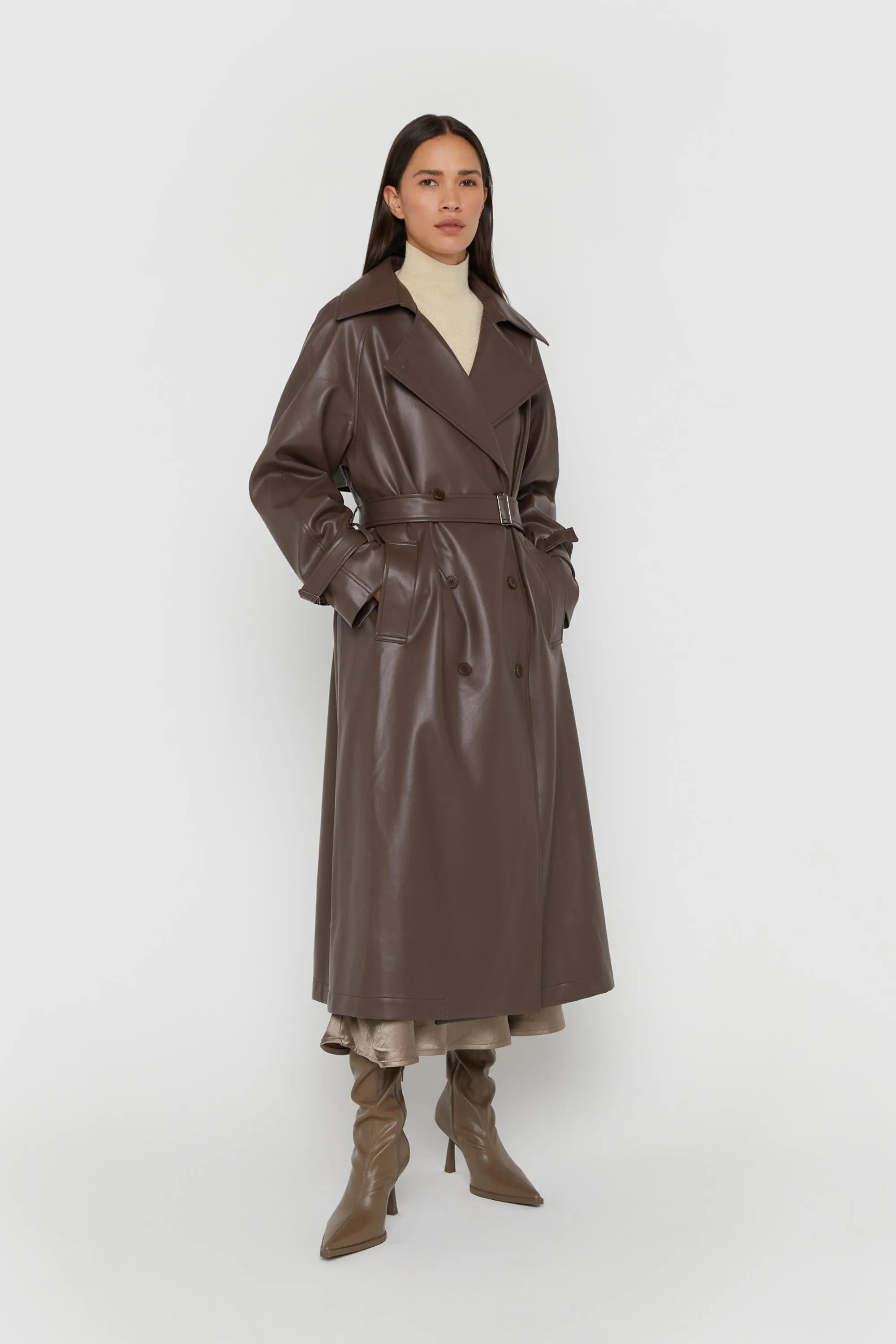 OVERSIZED VEGAN LEATHER TRENCH COAT