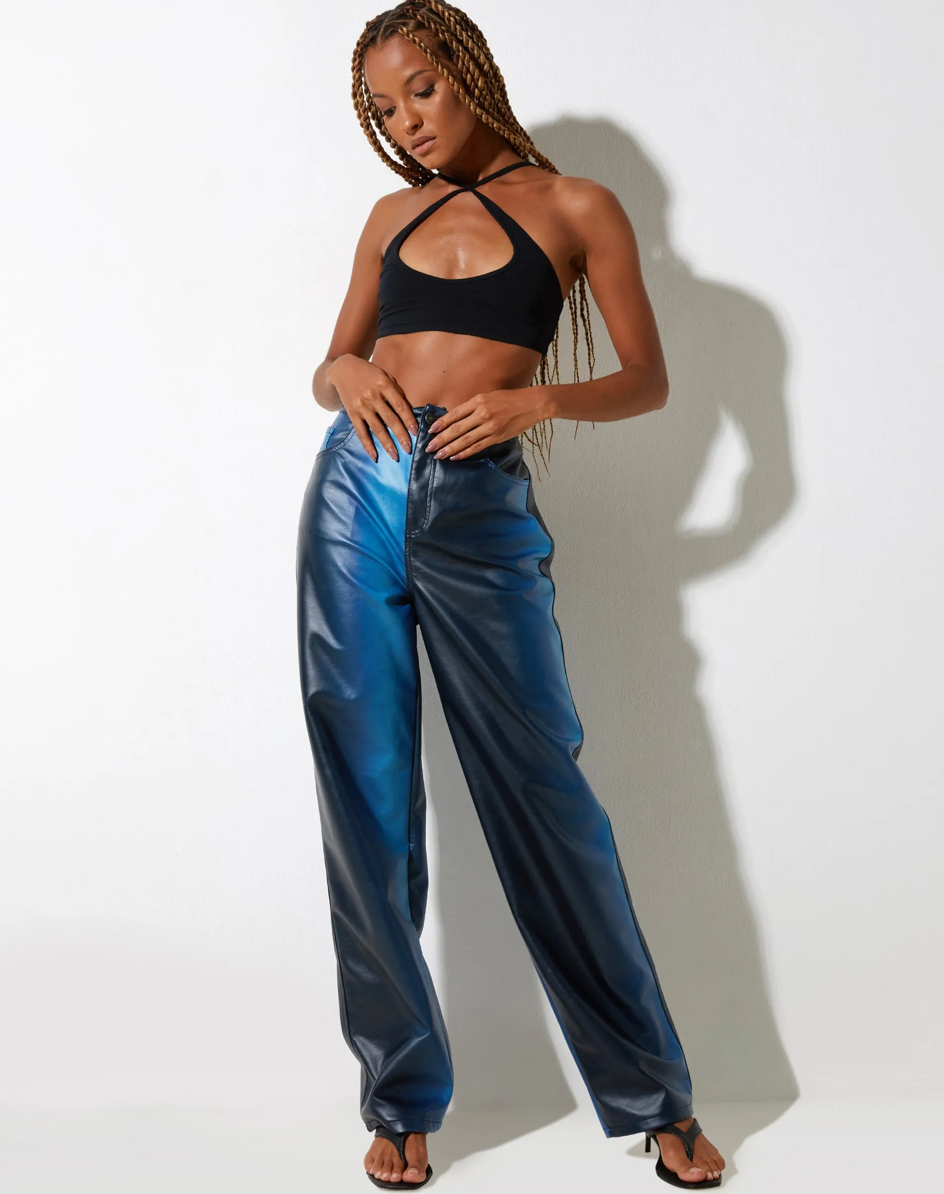 Parallel Trouser in PU Ombre Blue