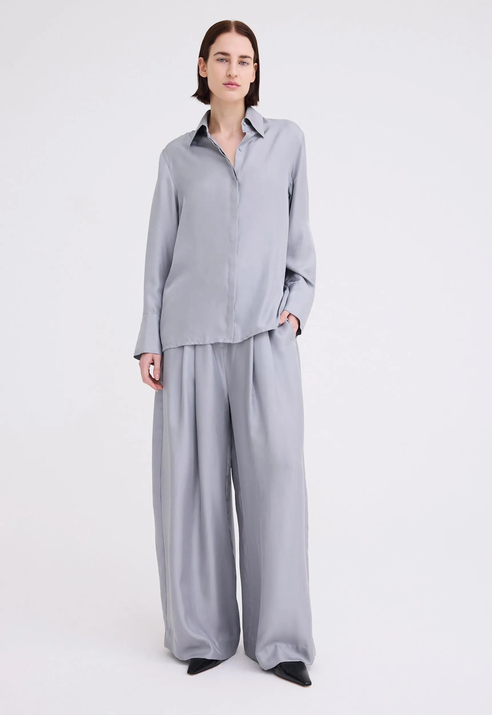 Poirot Silk Twill Pant - Oxide Grey