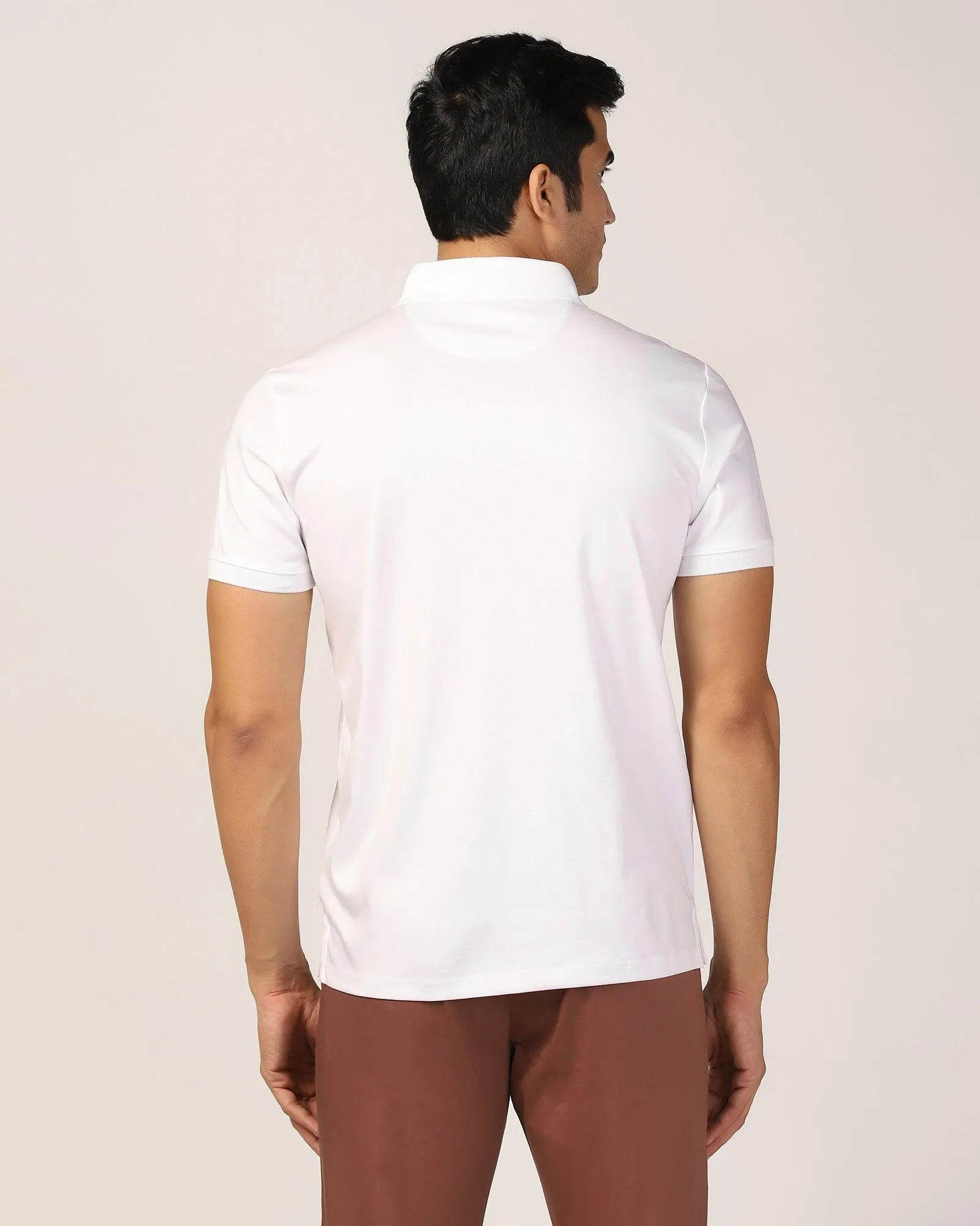 Polo White Solid T-Shirt - Toll