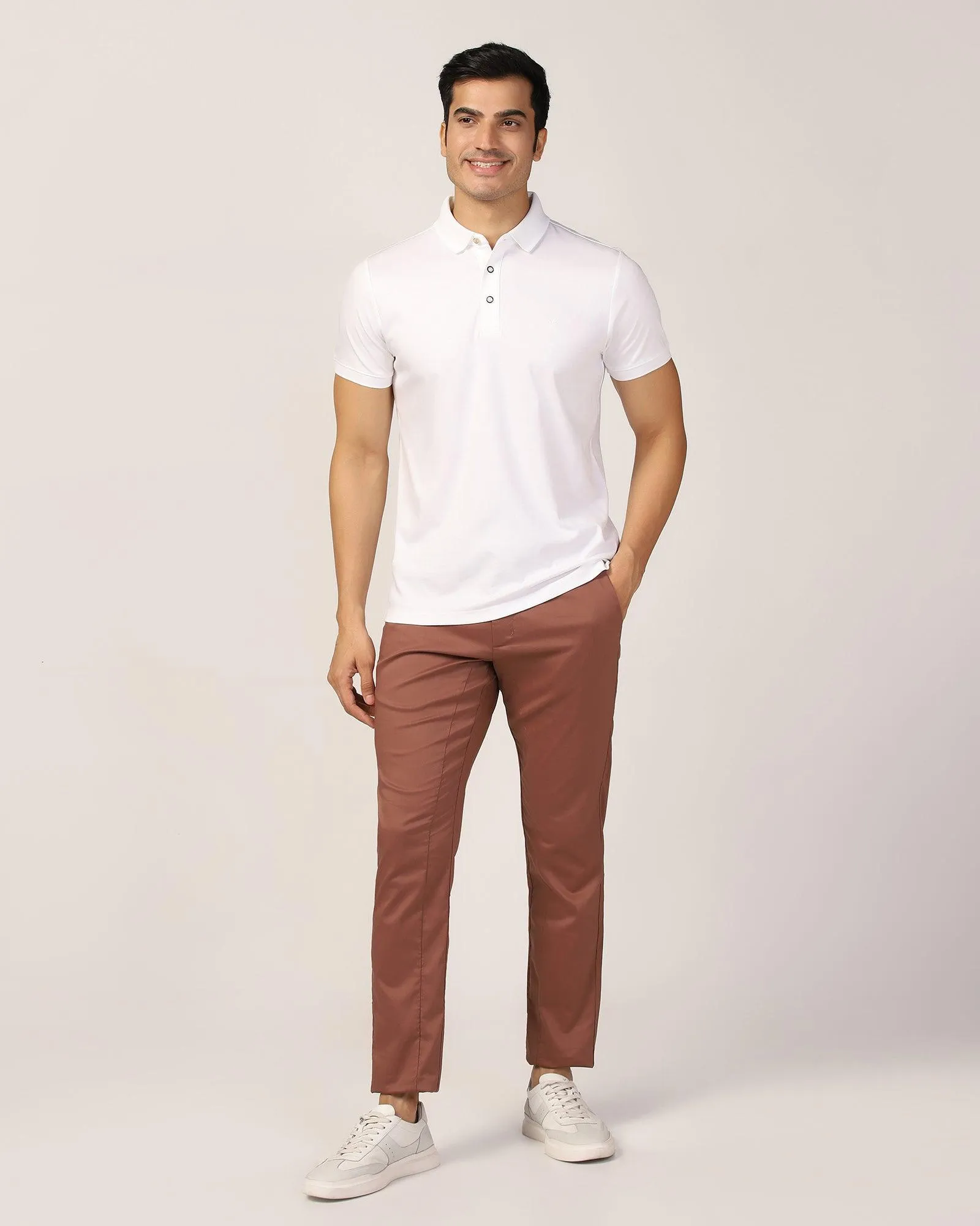 Polo White Solid T-Shirt - Toll