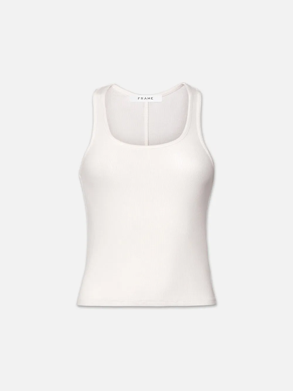 Rib Scoop Neck Tank -- White