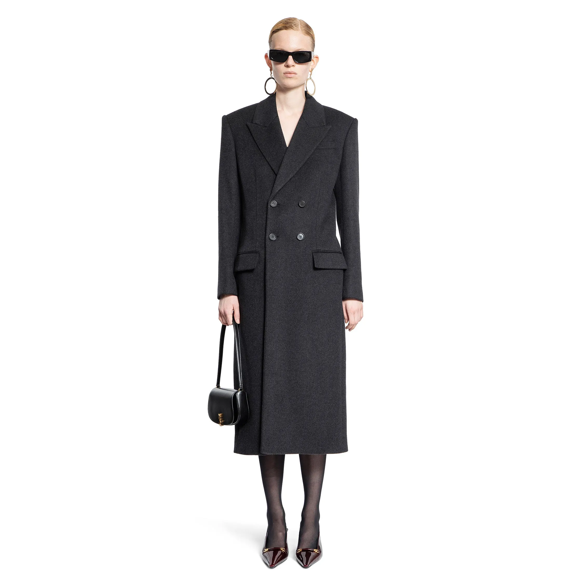 SAINT LAURENT WOMAN GREY COATS