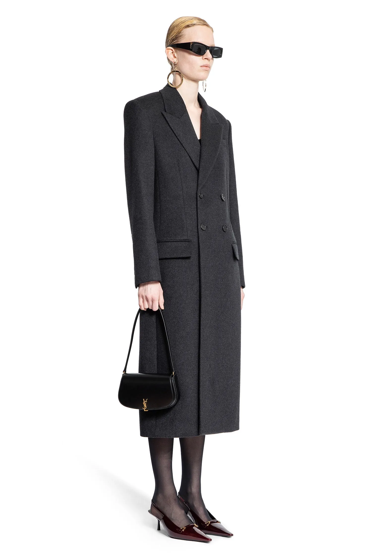 SAINT LAURENT WOMAN GREY COATS