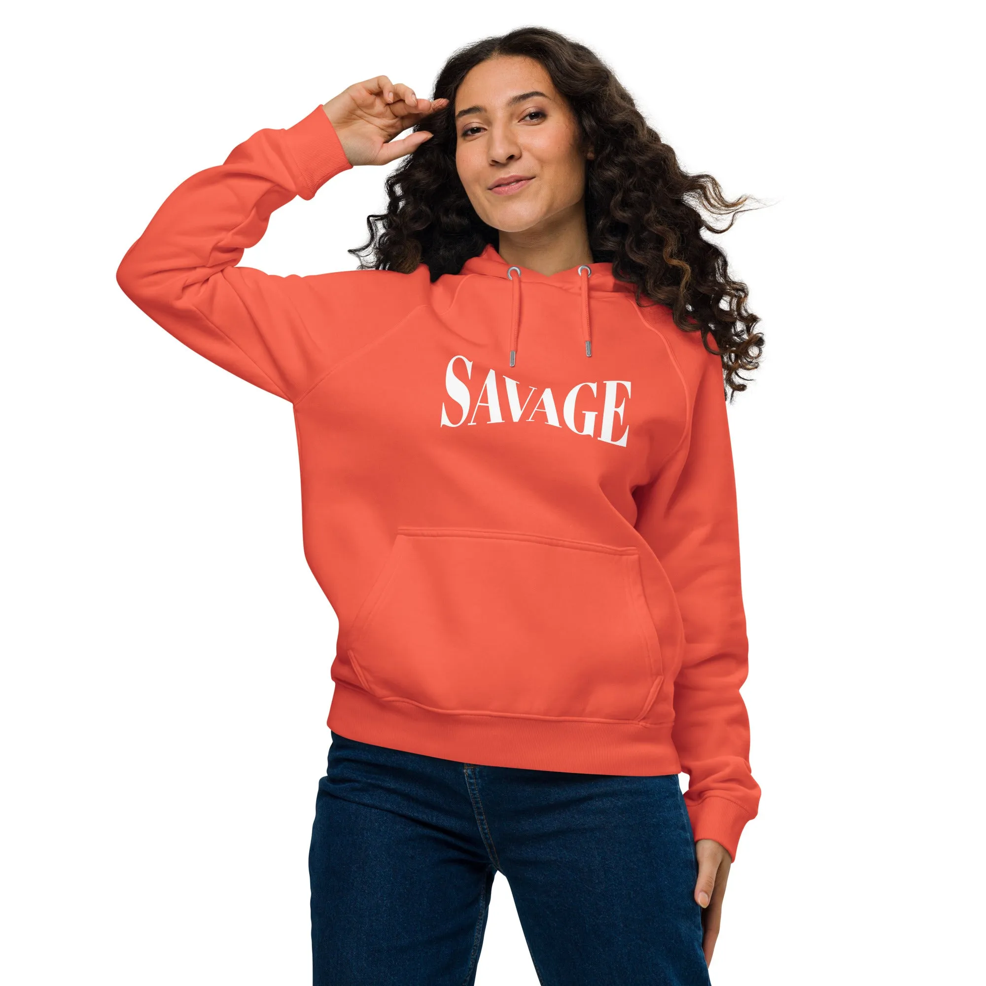 Savage Typography Graphic Women Eco Raglan Hoodie