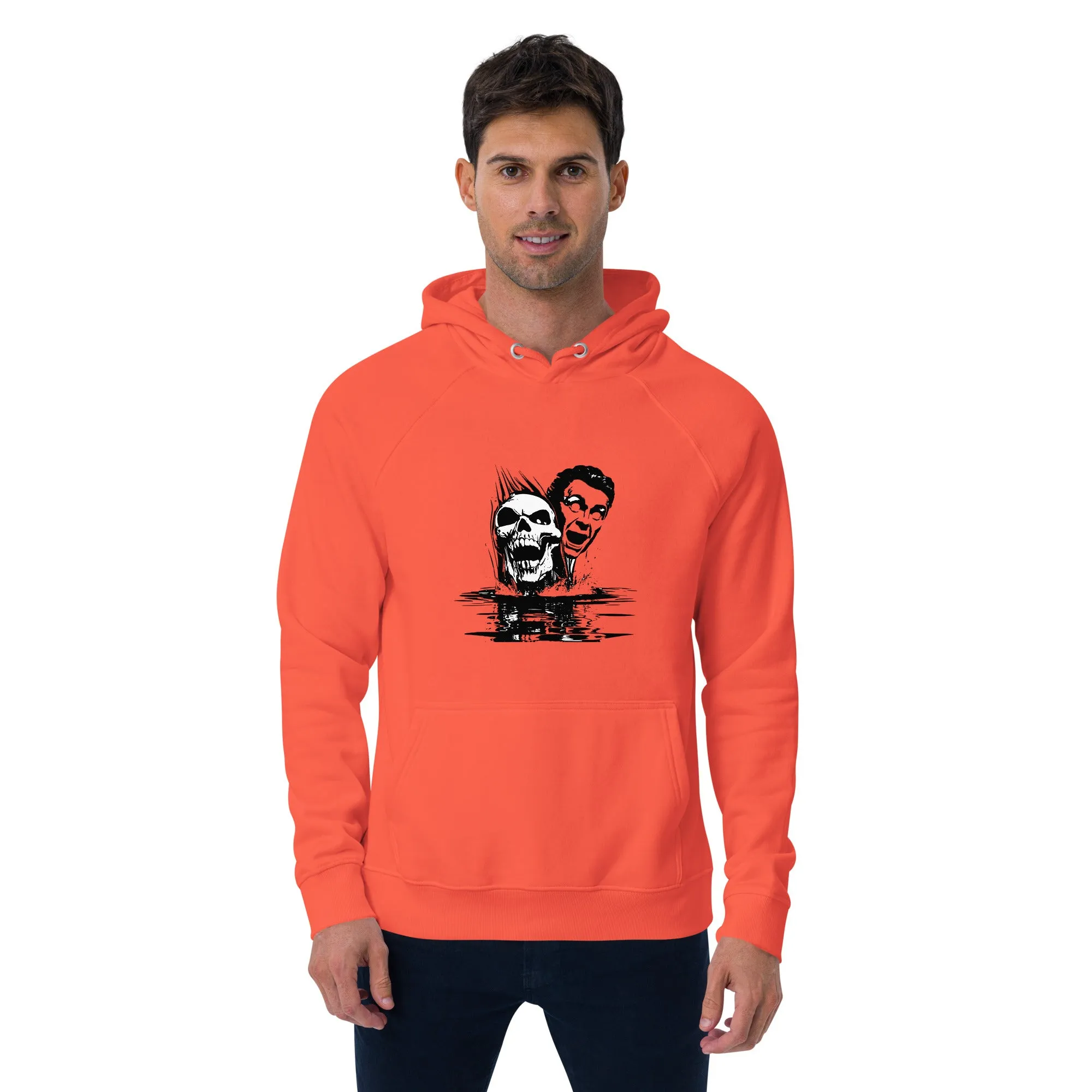 Scary Faces Halloween Graphic Men Eco Raglan Hoodie