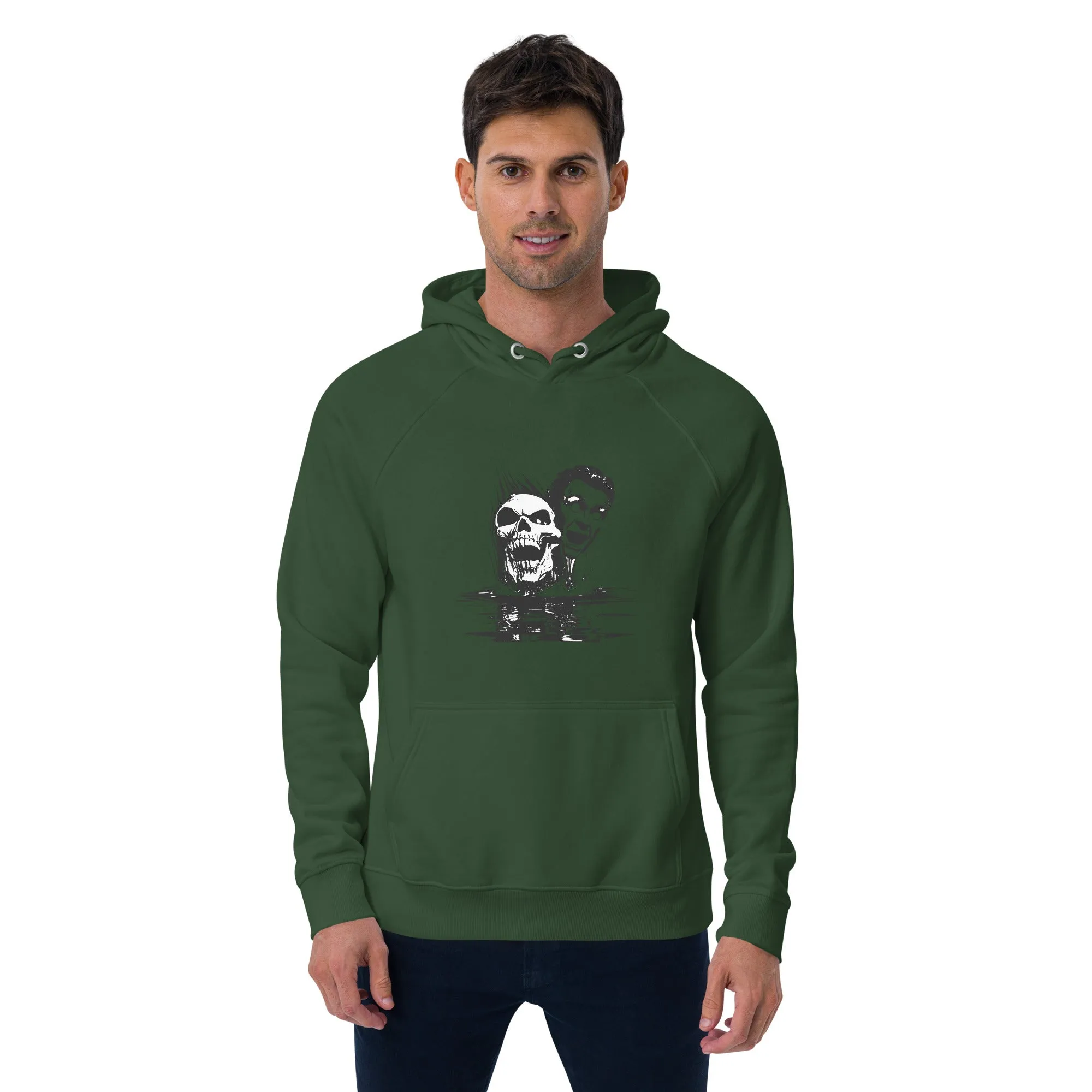 Scary Faces Halloween Graphic Men Eco Raglan Hoodie