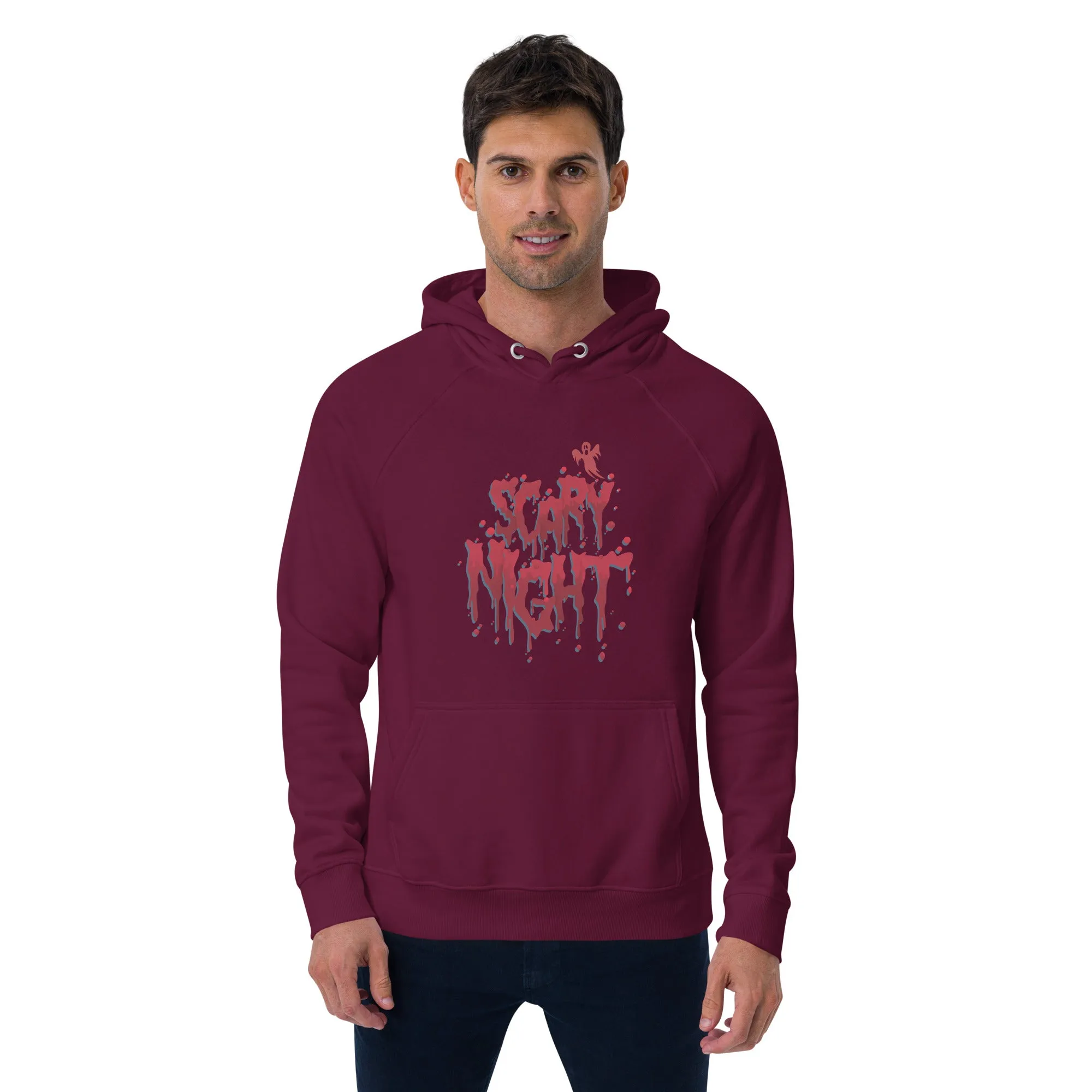 Scary Nights Halloween Graphic Men Eco Raglan Hoodie