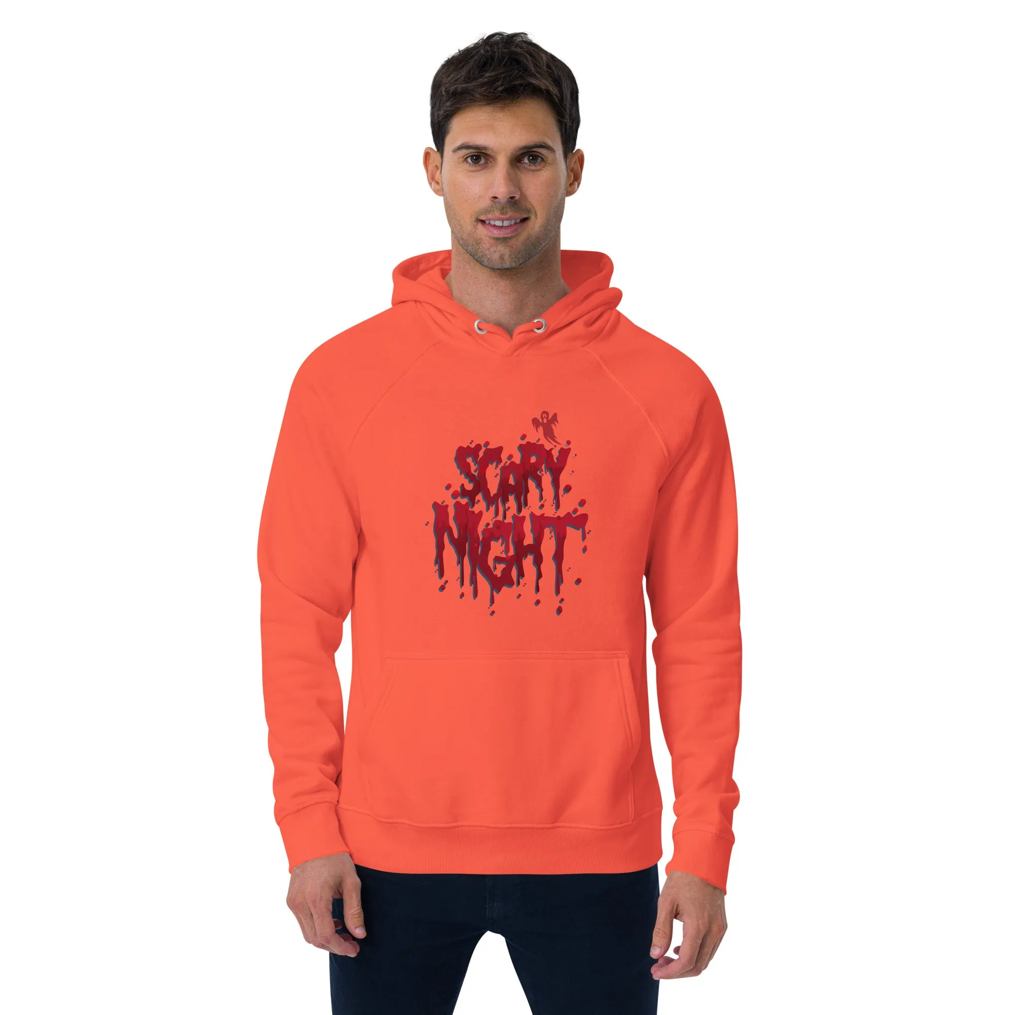 Scary Nights Halloween Graphic Men Eco Raglan Hoodie