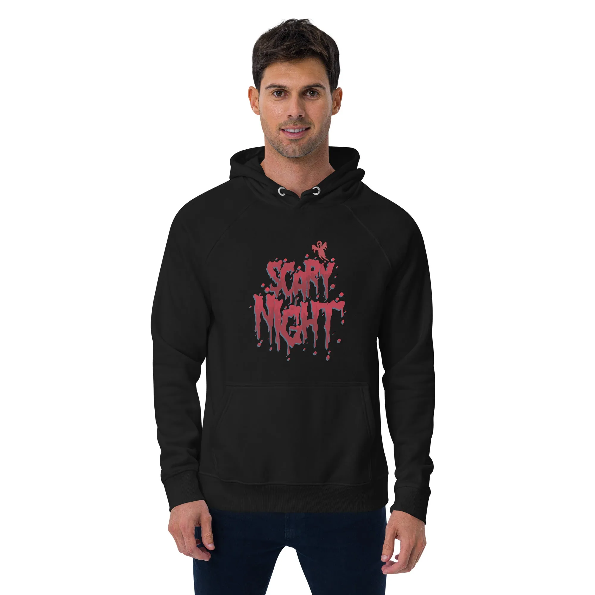 Scary Nights Halloween Graphic Men Eco Raglan Hoodie