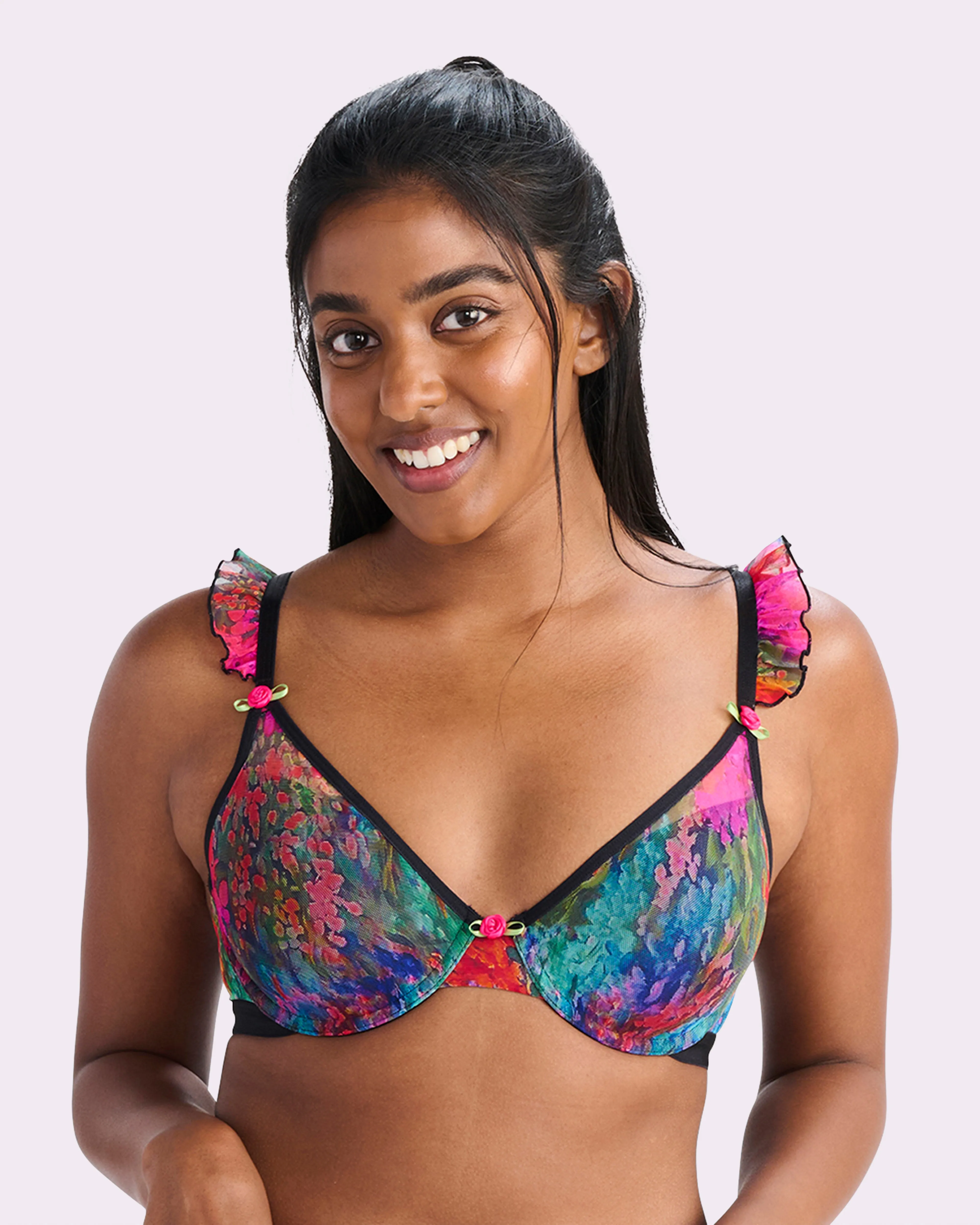 Silky Mesh Flutter Strap T-Shirt Bra | Silky Mesh (Monet Floral)