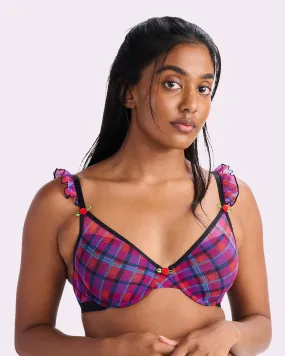 Silky Mesh Flutter Strap T-Shirt Bra | Silky Mesh (Pop Plaid)